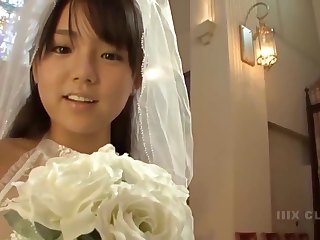 Young busty Japanese bride in church - Big Asian tits fetish