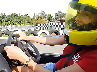 Big fake tits amateur Thai teen goes karting with sex after