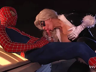 Spiderman fucks hot blondie babe