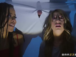 Xander Corvus teases Kristen Scott and Kira Noir with his huge cock